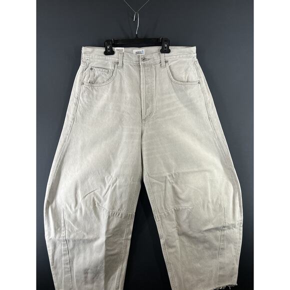 CITIZENS OF HUMANITY Horseshoe high-rise barrel-leg jeans Size 32 Light Grey - Picture 4 of 12